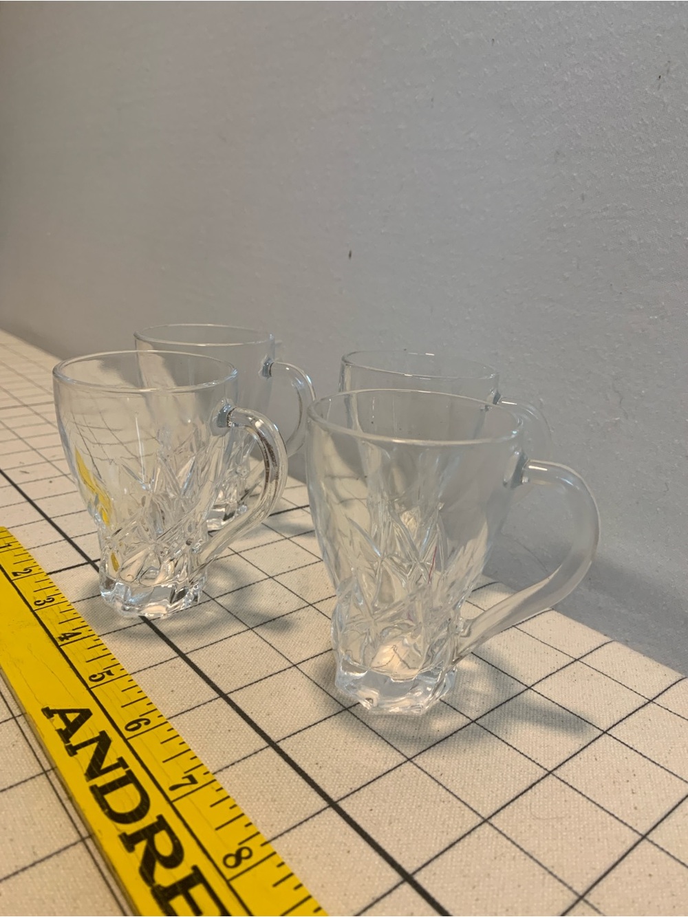Vintage Crystal Style Cut-Glass Irish Coffee Mugs - Set of 4
